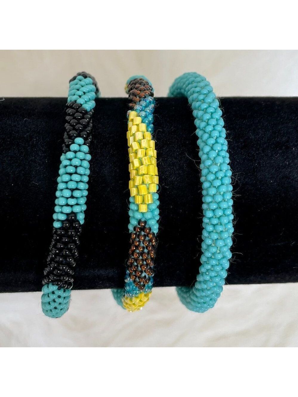 HAND CRAFTED in Nepal Beaded Bracelets (set of 3) TURQ6